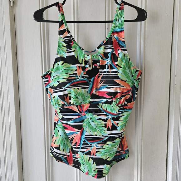 St. John's Bay Tropical Swimsuit Top Size 14 - Picture 1 of 12